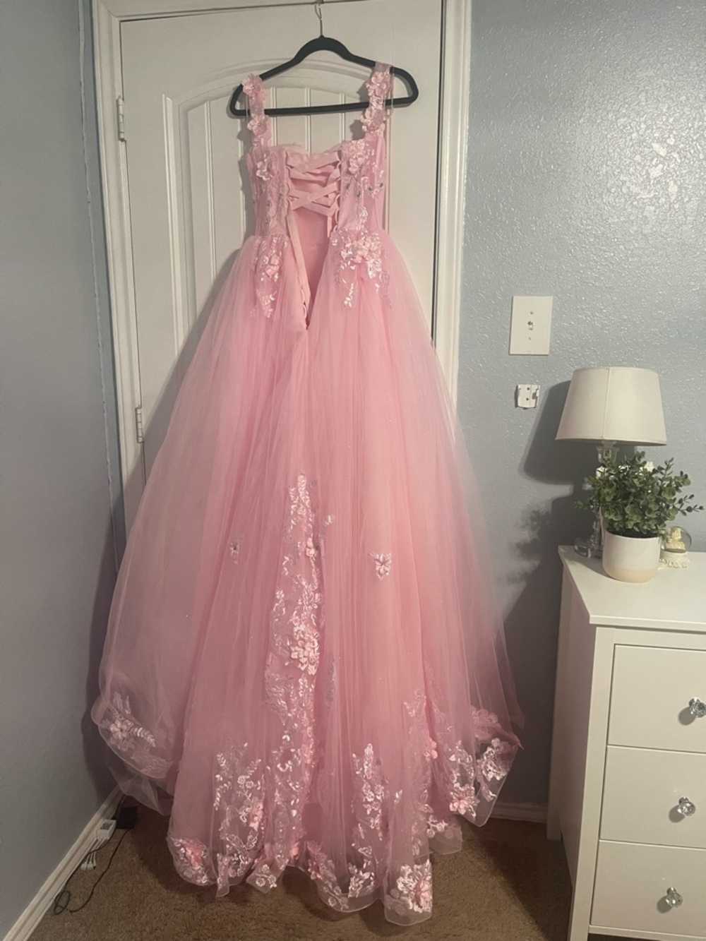 Pink Quinceanera Off-Shoulder Gown - Picture 6 of 8